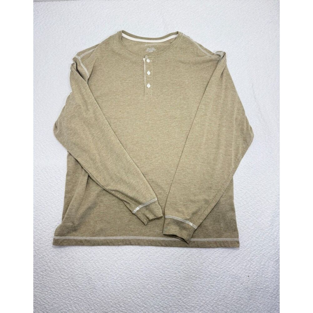 Cremieux Men L Henley Shirt Olive 60% Cotton Long Sleeve Casual Basics Dillard's